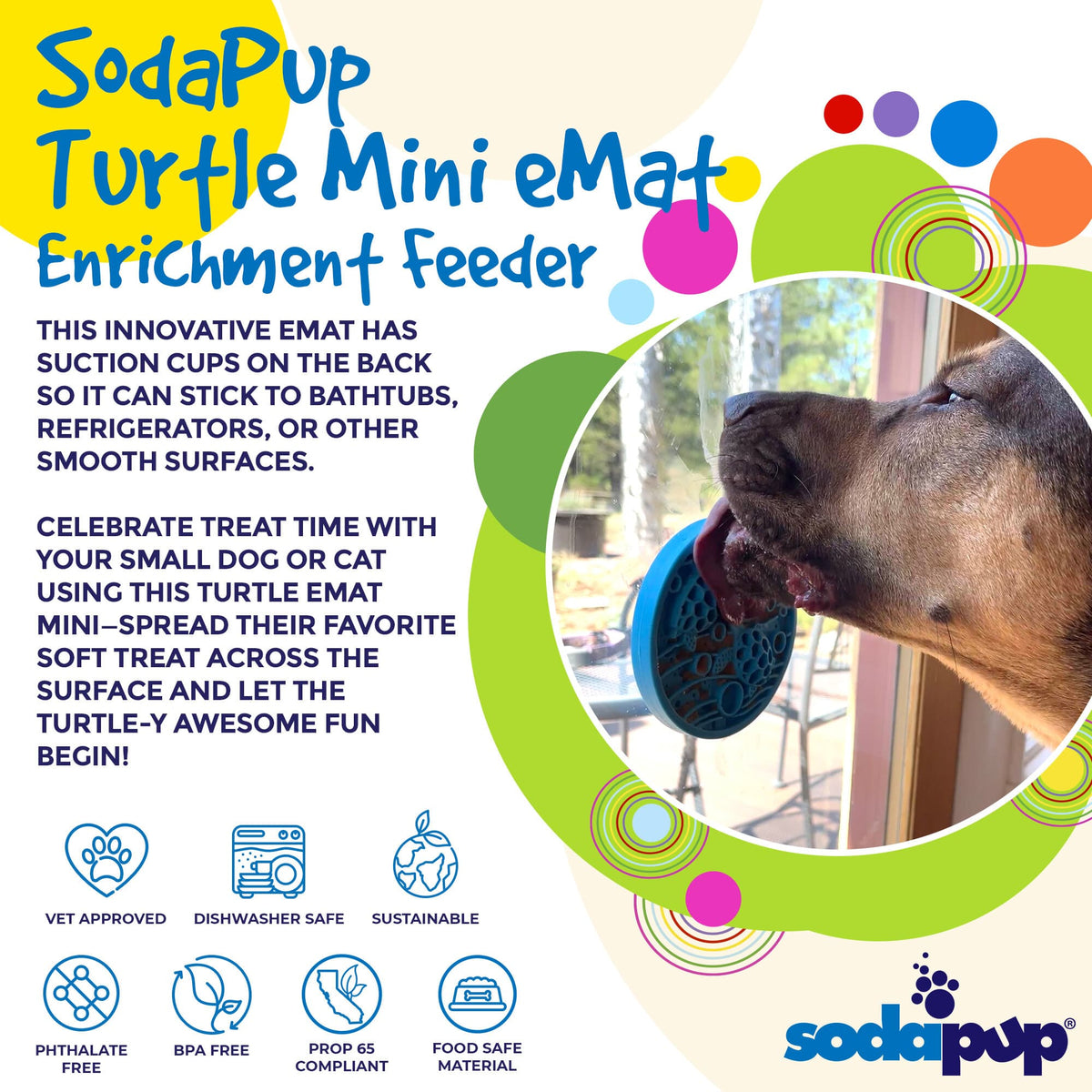 Turtle eMat-Mini Lick Mat with Suction Cups - Small Dogs & Cats | USA